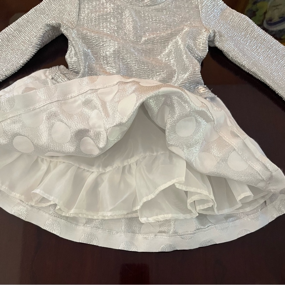 Beautiful silver and white baby girl dress long sleeve Calvin Klein size 24 M - Picture 8 of 8